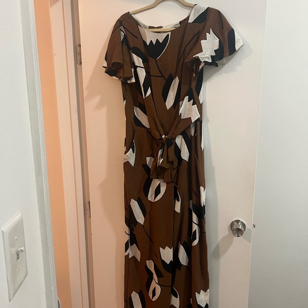 Beautiful Floral Brown White Black Jumpsuit